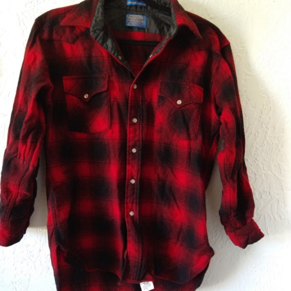 Vintage Pendleton Buffalo Wool Button Down Plaid … - image 5